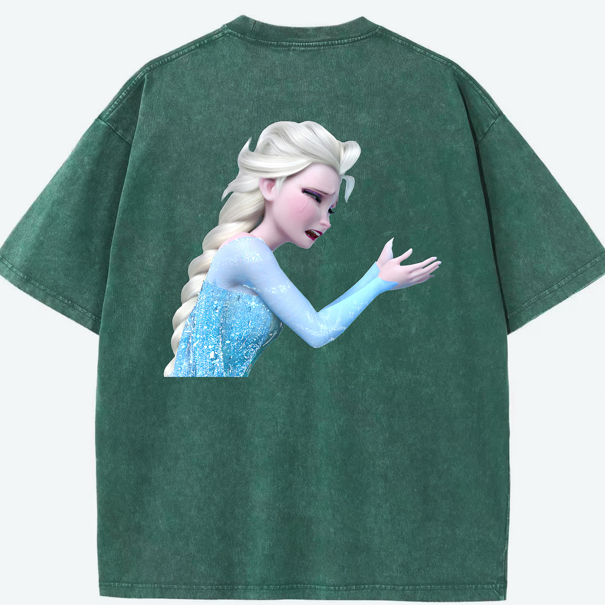 （画像用） アナと雪の女王 アンナ エルサ Frozen Anna Elsa 綿100% ヴィンテージ風 半袖Tシャツ（背面プリント）